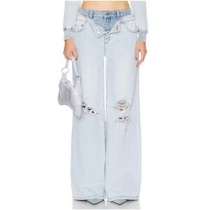NWT SER.O.YA Saphira Double Waisted‎ Wide Leg Jeans in Skylight Sz 27 $378